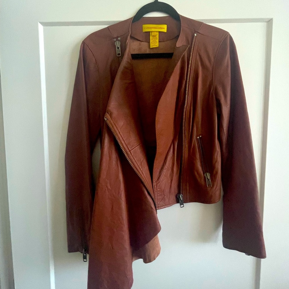 Catherine Malandrino Lamb Leather Moto bomber jacket excellent condition